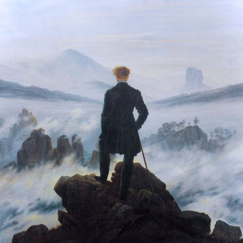 Oil painting copy of Wanderer Above the Sea of Fog by Caspar David Friedrich, handmade painting