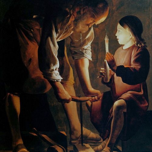 Handmade reproduction of Joseph the Carpenter by Georges de La Tour, custom-made