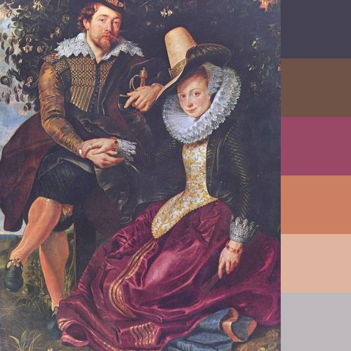 Main color palette in Rubens’s “Self-Portrait with Isabella Brant”