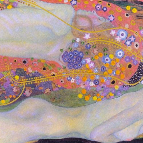 Oil reproduction on canvas of Water Serpents II by Klimt, on order