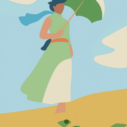 Color masses in Monet’s “Woman with a Parasol, Turned to the Right”