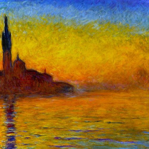 Reproduction of an old painting: Twilight in Venice by Claude Monet, handmade