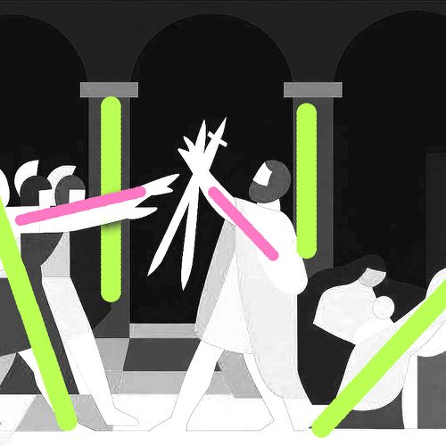 Light–dark contrasts and focal point in David’s “The Oath of the Horatii”