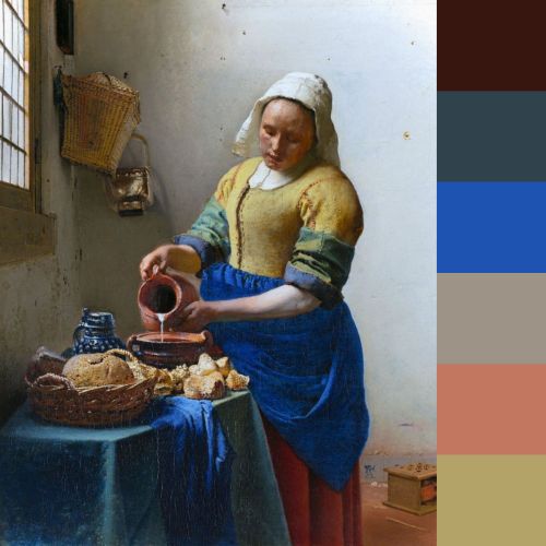 Main color nuances in Vermeer’s “The Milkmaid”