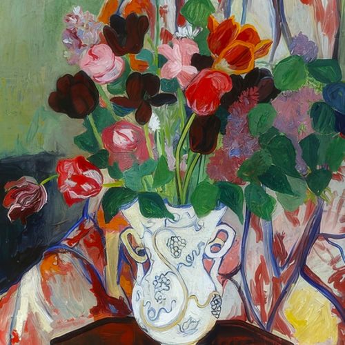 Have a reproduction of Bouquet of Tulips by Suzanne Valadon painted, oil on canvas