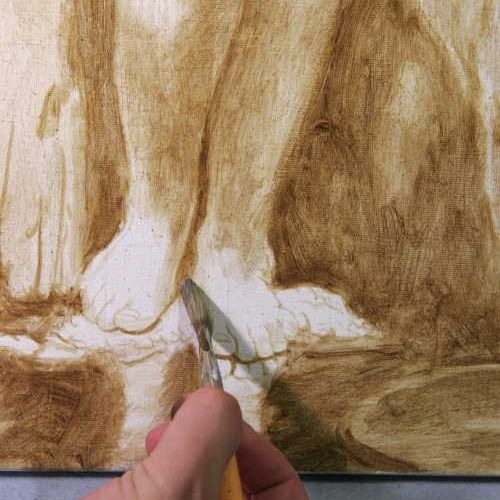 Nude after Ingres: brown washes and values