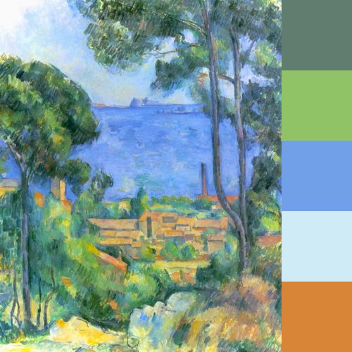 Main color palette in Cézanne’s “L’Estaque and the Château d’If”