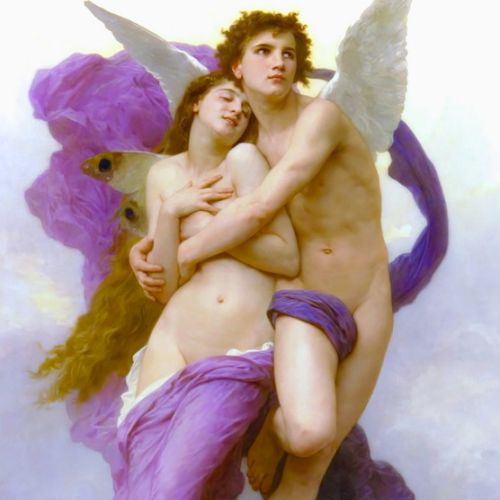 Example of a copy of the painting The Abduction of Psyche by William-Adolphe Bouguereau made by an artist