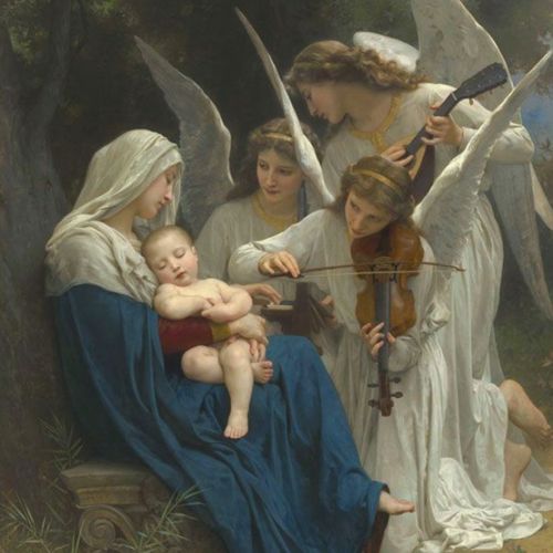 Custom reproduction of the painting The Virgin with Angels painted by William-Adolphe Bouguereau