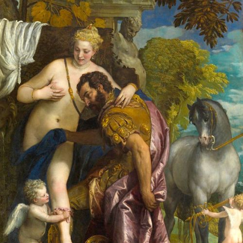 Example of reproduction of Mars and Venus United by Love by Paolo Veronese, handmade painting