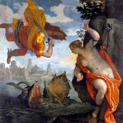 Painting after Perseus Delivering Andromeda by Paolo Veronese, artistic reproduction