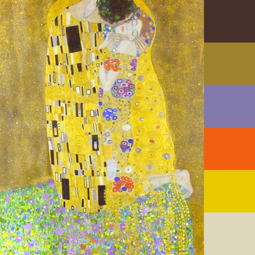Signature colors in Klimt’s “The Kiss”