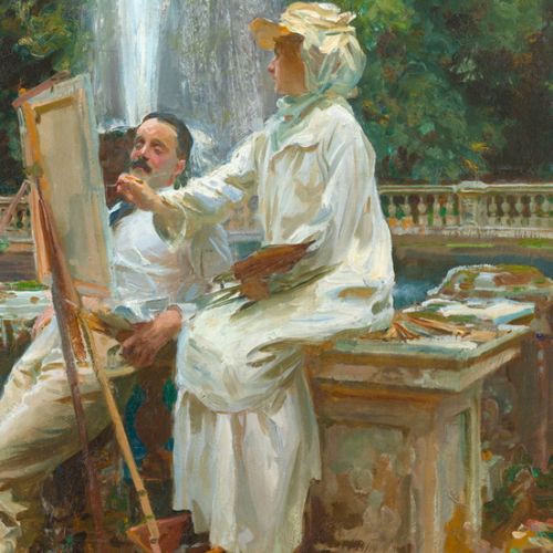 Copy of a famous painting: Fountain Villa Torlonia by John Singer Sargent, handmade