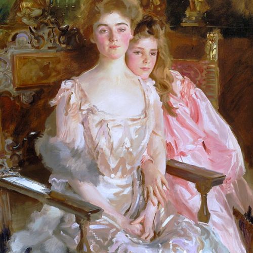Oil painting on canvas: copy of Mrs. Fiske Warren and Her Daughter Rachel by John Singer Sargent