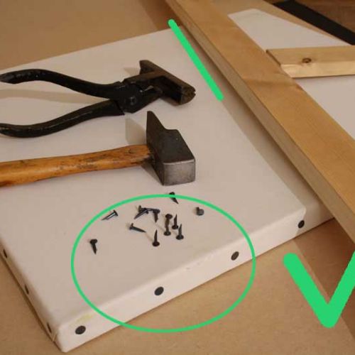 Hand-tacked assembly — no metal staples