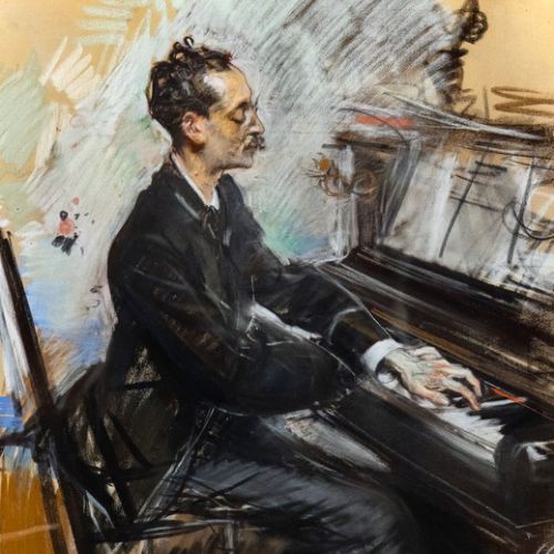 Reproduction of a work of art: The Pianist Rey Colao by Giovanni Boldini, oil on canvas