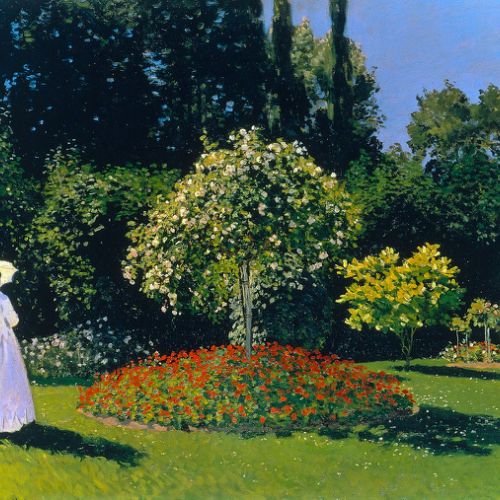 Classical painting copy: Lady in White in the Garden by Claude Monet, oil on canvas