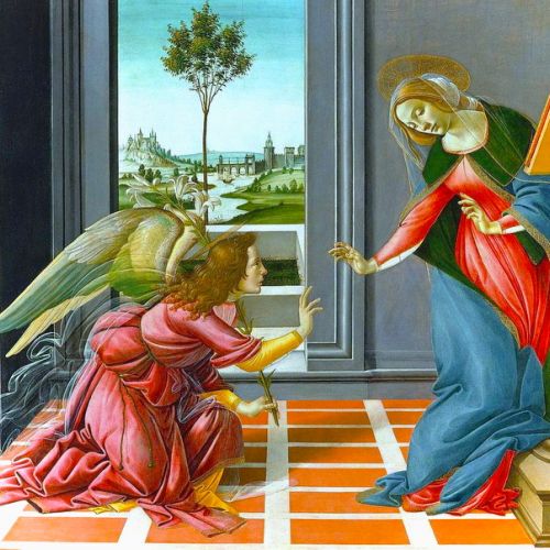 Original copy of the painting Annunciation of Cestello by Botticelli, painted to order