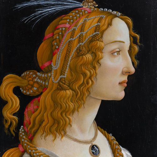 After Botticelli, portrait of a lady reproduced on canvas