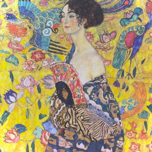 Oil copy of Lady with Fan by Gustav Klimt, handmade painting