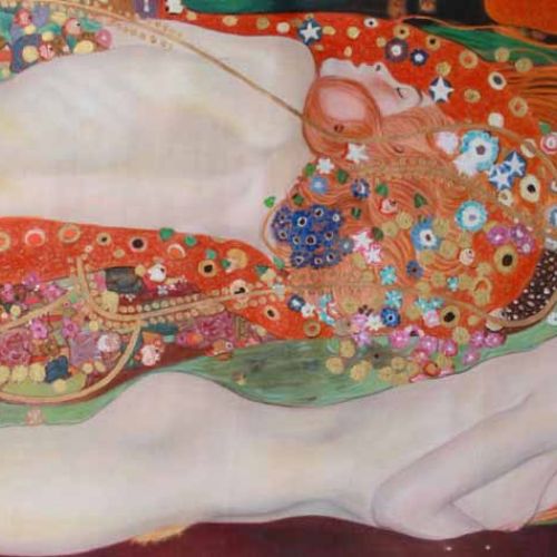 Klimt – Water Serpents II — full view of a hand-painted copy