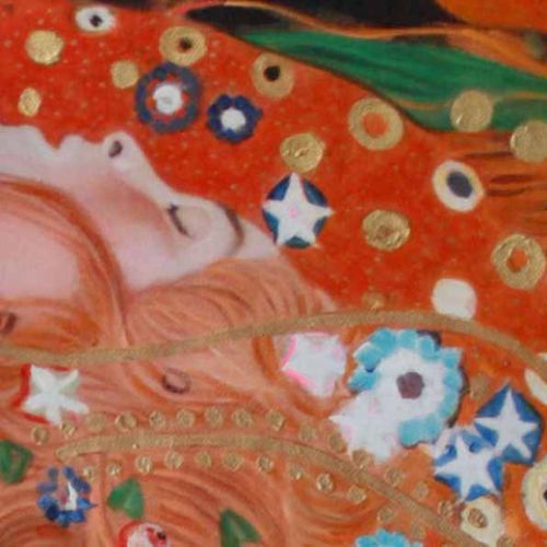 Klimt – Water Serpents II — detail showing faces and decorative motifs