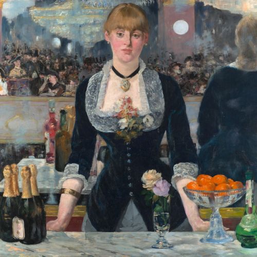 Copy of a work of art: A Bar at the Folies-Bergère by Édouard Manet, commissioned artisan painting