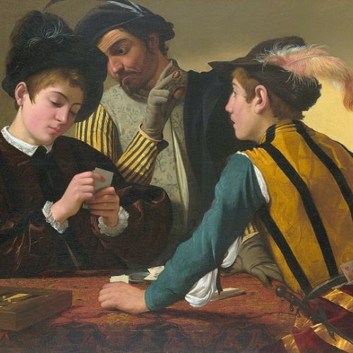 Personalized painting: reproduction of The Cardsharps by Caravaggio, hand-painted