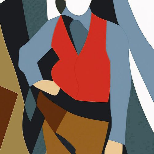 Organization of major forms in Cézanne’s “The Boy in the Red Vest”