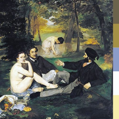 Predominant color choices in Manet’s “Luncheon on the Grass”