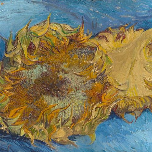 Copy of a famous painting: Sunflowers by Vincent van Gogh, oil on canvas
