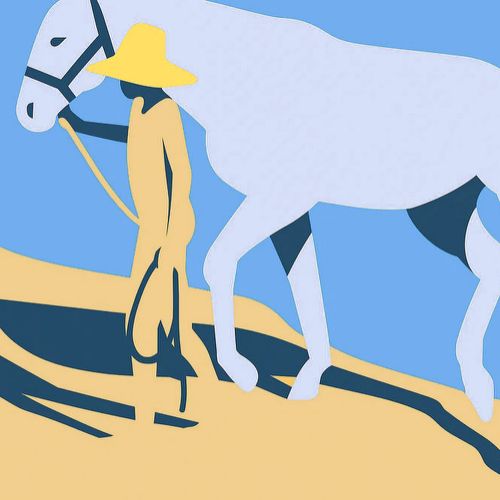 Simplified major color blocks in Sorolla’s “Bathing the Horse”