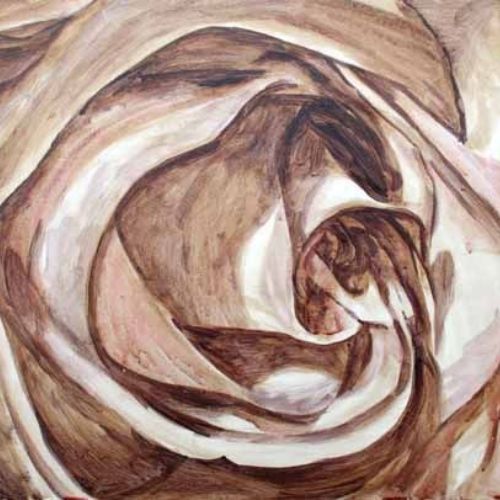 Sketch of a rose in oil — first stage of the painting demonstration