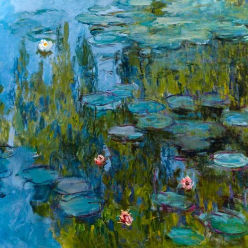 Example of a reproduction of Water Lilies by Claude Monet, hand-painted