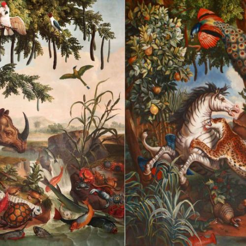 Museum-commissioned painting, rich animal scene with fine details and refined textures.