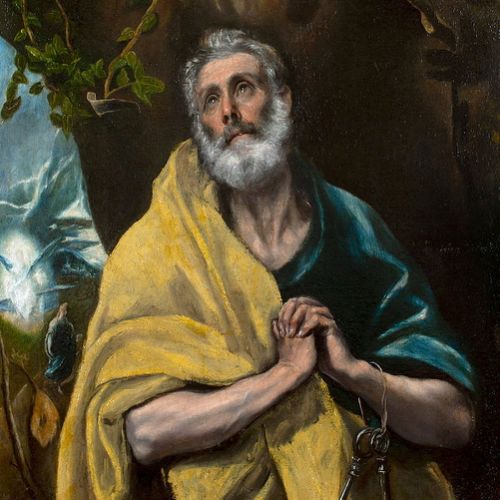 Handmade painting: faithful copy of St. Peter in Penitence by El Greco, oil on canvas