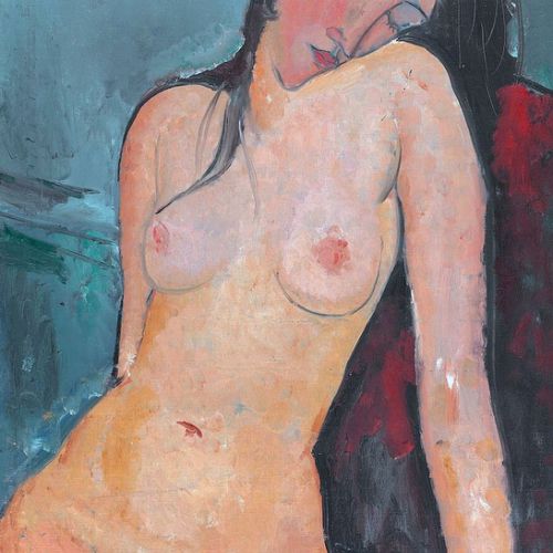 Example of reproduction of Seated Nude by Amedeo Modigliani, handmade painting