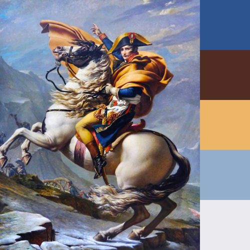 Predominant color choices in David’s “Napoleon Crossing the Alps”