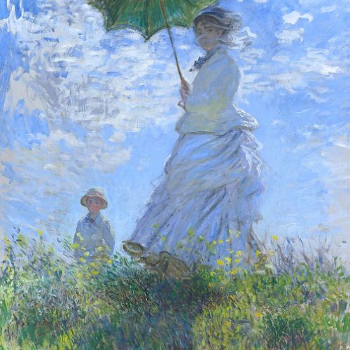 Handmade painting: faithful copy of Woman with a Parasol – Madame Monet and Her Son by Claude Monet, oil on canvas