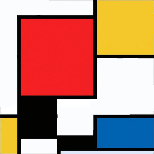 Graphic interpretation of main flat areas in Mondrian’s “Composition with Red, Yellow, Blue, and Black”