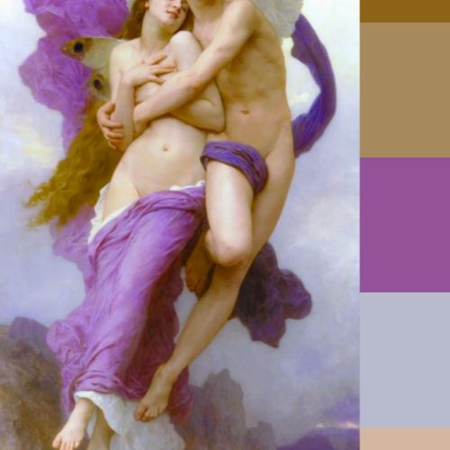 Signature colors in Bouguereau’s “The Abduction of Psyche”