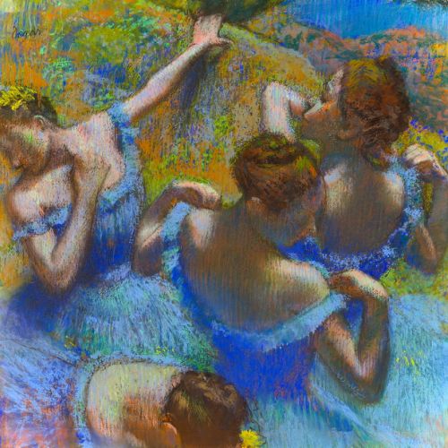 Reproduction of artwork: Blue Dancers by Edgar Degas, oil on canvas