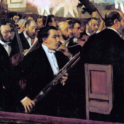 Oil painting copy of The Orchestra of the Opera by Edgar Degas, handmade painting