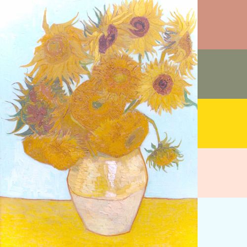 Predominant color choices in Van Gogh’s “Sunflowers”