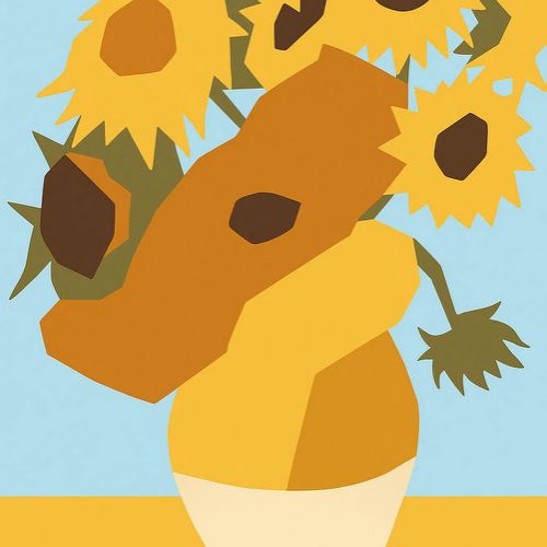 Simplified major color blocks in Van Gogh’s “Sunflowers”