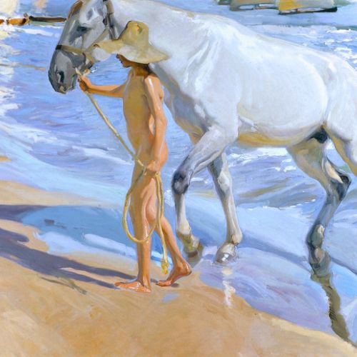 Reproduction of The Horse’s Bath by Joaquin Sorolla, oil on canvas