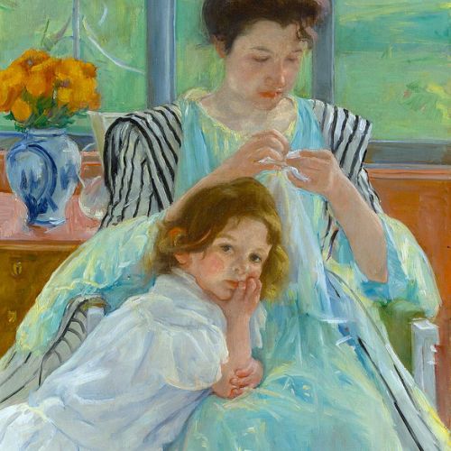 Oil copy of Young Mother Sewing by Mary Cassatt, custom-made
