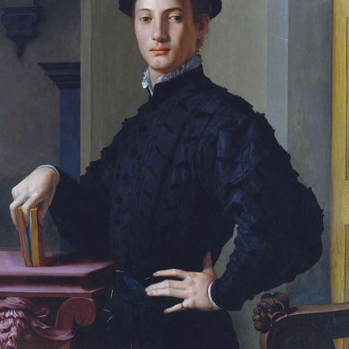 Reproduction after Bronzino of a portrait of a young man