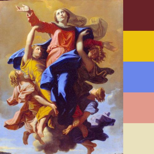 Main color nuances in Poussin’s “The Assumption of the Virgin”