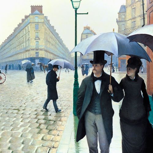 Hand-painted copy of Rue de Paris, Rainy Weather after Caillebotte